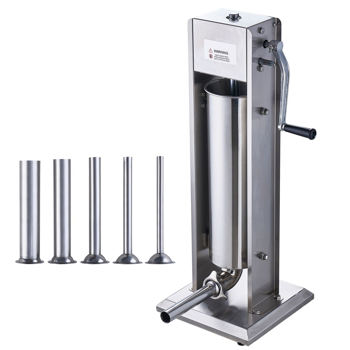 Manual Sausage Stuffer, 7 L / 15 LBS Vertical Sausage Machine, Dual-Speed Meat Stuffer, Made of Food-Grade 304 Stainless Steel, Includes 5 Stuffing Tubes, for Home Kitchen Restaurant Commercial