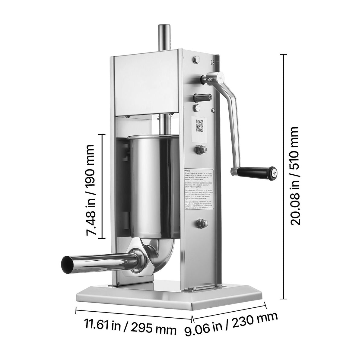 Manual Sausage Stuffer, 7 LBS / 3 L Vertical Meat Stuffer, Heavy Duty Sausage Casing Meat Stuffing Machine, Dual-Speed Stainless Steel Filler with 5 Filling Tubes, for Commercial and Home Use