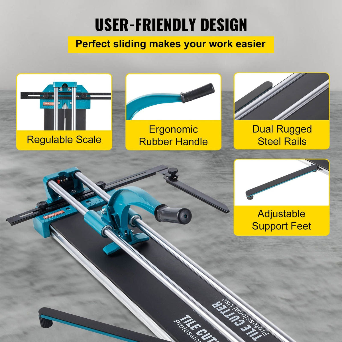 Manual Tile Cutter 48"/1200mm Cutting Machine w/ Laser Guide for Ceramic