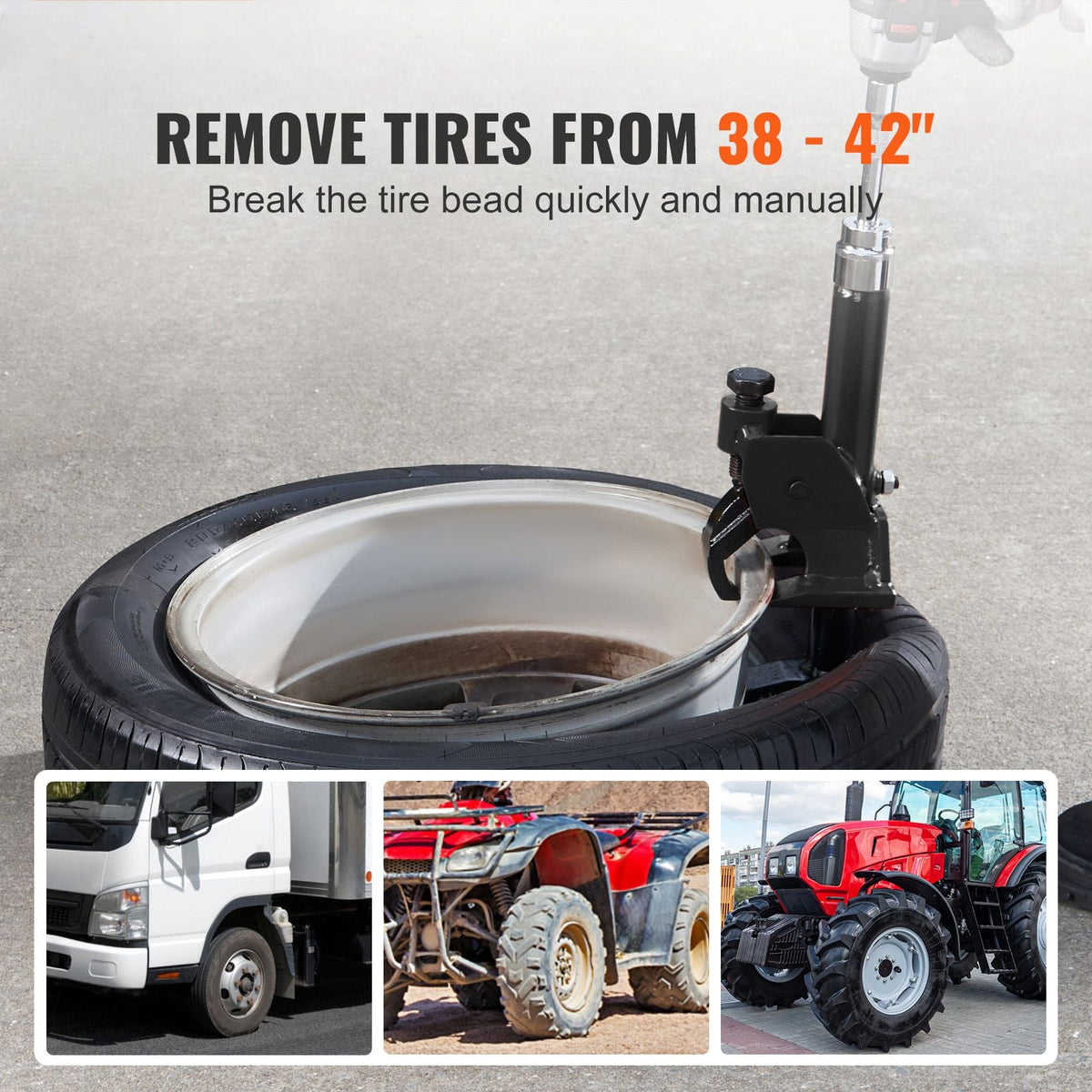 Manual Tire Bead Breaker, 38"-42" Tires Changer Tool, Heavy-duty Bead Breaking, Easy-Operated Tire Repair Tool for ATVs/UTVs, Tractors, Trucks, Cars, Heavy Duty Tires