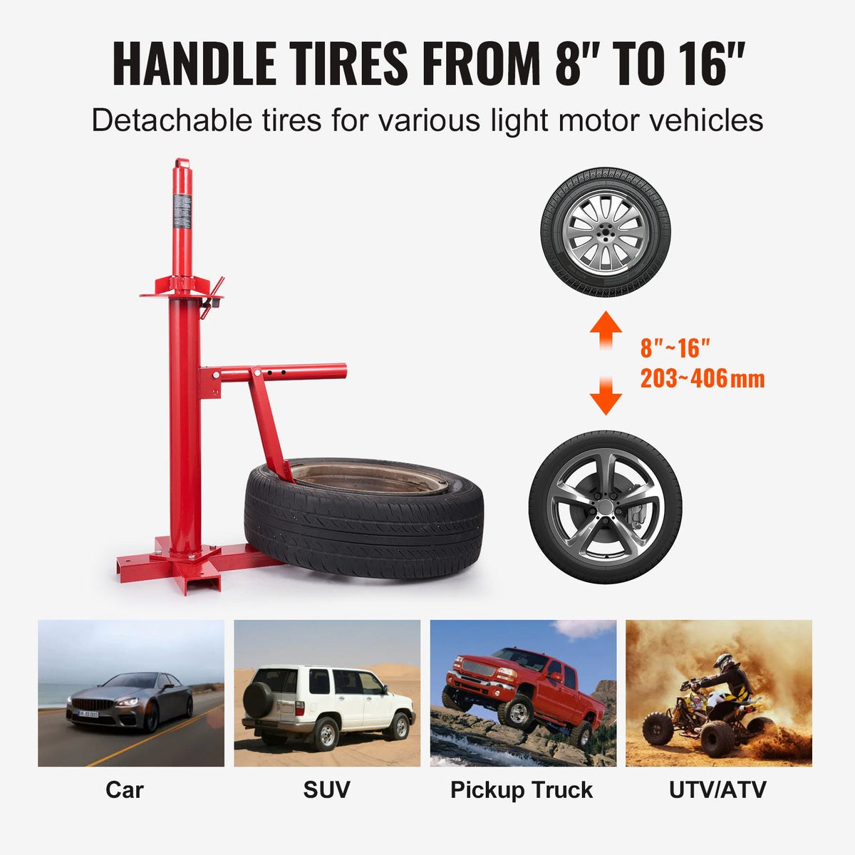 Manual Tire Changer, Portable Hand Bead Breaker Mounting Tool for 203 - 406 mm Tires, Compatible with Car Truck Trailer, Tire Mounting Machine for Home Garage Small Auto Shop