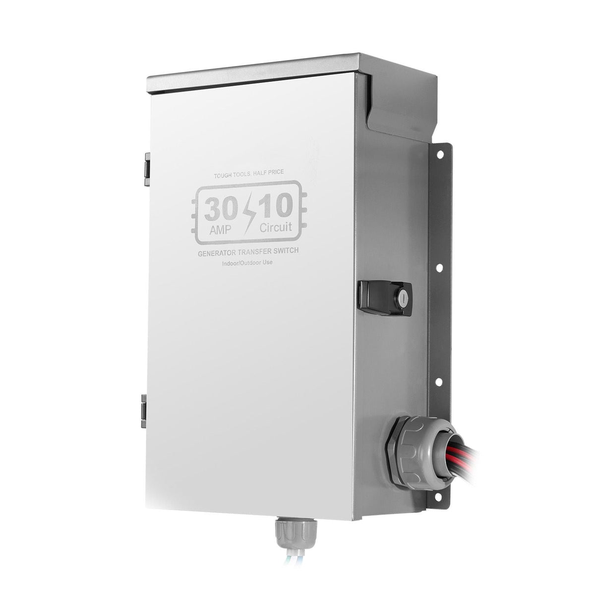 Manual Transfer Switch, 30-Amp 10-Circuit, Prewired Generator Transfer Switch Kit with NEMA L14-30P Power Inlet Box, Double-Throw Switch, NEMA 3R, Mechanical Watt Meter, for 7500W Generators