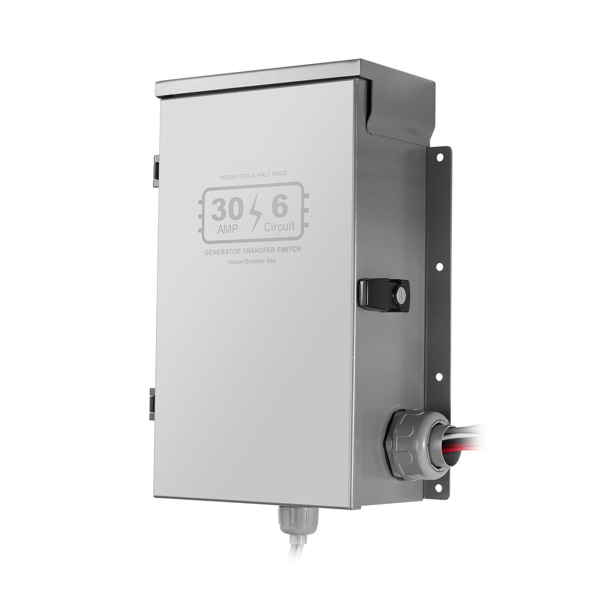 Manual Transfer Switch, 30-Amp 6-Circuit, Prewired Generator Transfer Switch Kit with NEMA L14-30P Power Inlet Box, Double-Throw Switch, NEMA 3R, Mechanical Watt Meter, for 7500W Generators