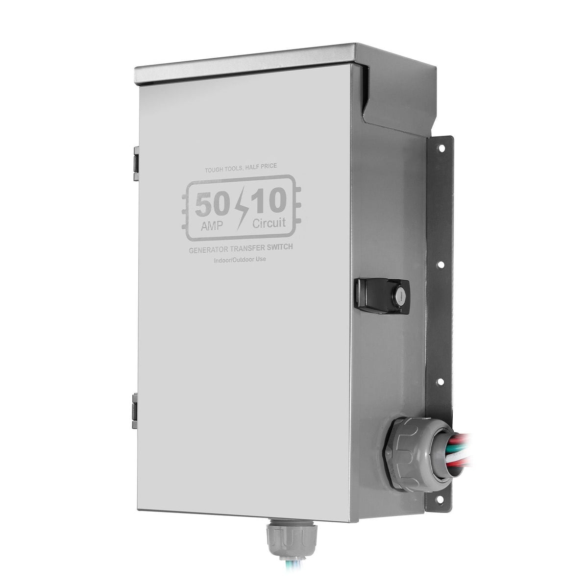 Manual Transfer Switch, 50-Amp 10-Circuit, Prewired Generator Transfer Switch Kit with CS6375 Plug Power Inlet Box, Double-Throw Switch, NEMA 3R, Mechanical Watt Meter, for 12500W Generators