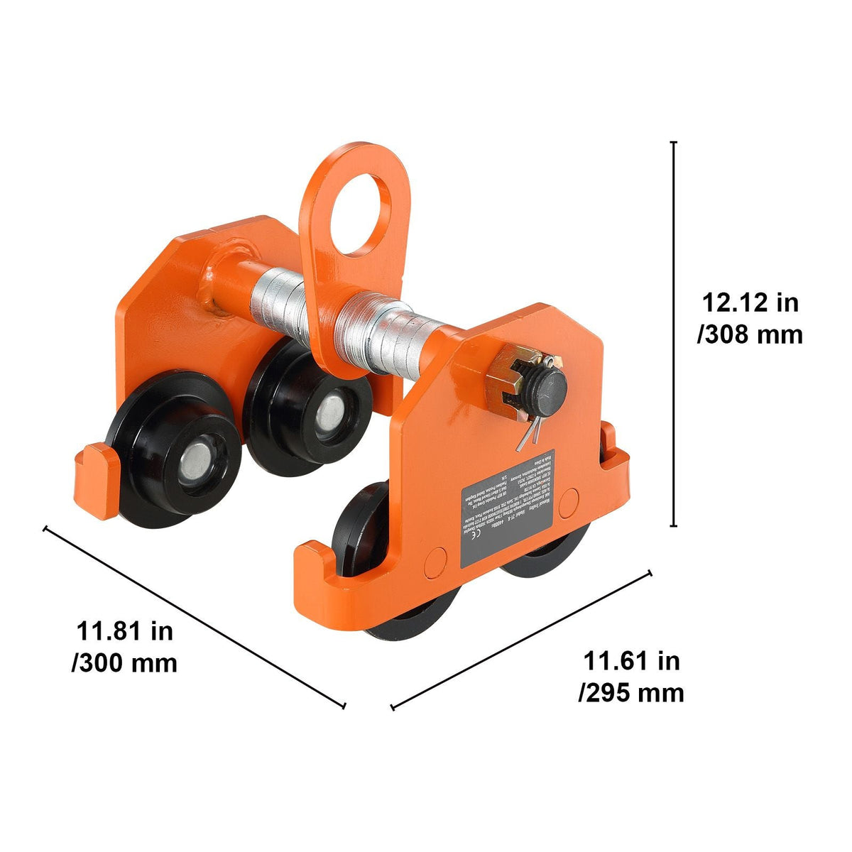 Manual Trolley, 6600 lbs/3 Ton Load Capacity, Push Beam Trolley with Dual Wheels, Adjustable for I-Beam Flange Width 2.5" to 8", Heavy Duty Alloy Steel Garage Hoist for Straight Curved I Beam