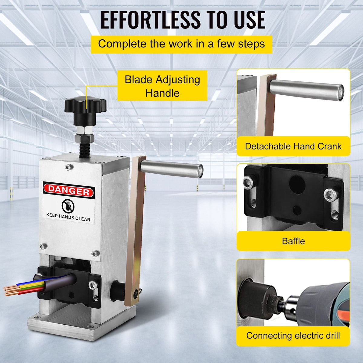 Manual Wire Stripping Machine 0.06-0.98 inches, Wire Stripper Machine with Hand Crank Portable, Wire Stripping Tool Aluminum Construction,for Scrap Copper Recycling