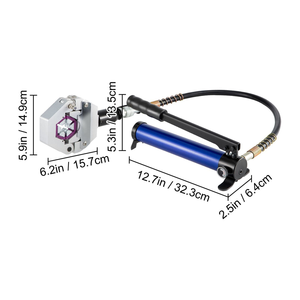 Manually Operated AC Hose Crimper FS-7842B Separable Hydraulic Hose Crimper Kit Manual Piston Valve For Aluminum Pump Air Conditioning Repair with 7 Dies Whole Set Handheld AC Hose