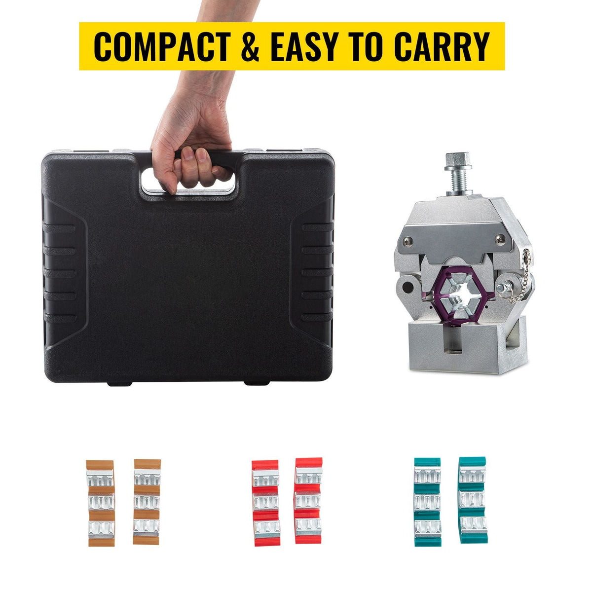 Manually Operated AC Hose Crimper Hydra-Krimp 71550 Manual AC Hose Crimper Kit Air Conditioning Repair Handheld AC Hose Crimping Tool with 4 Dies