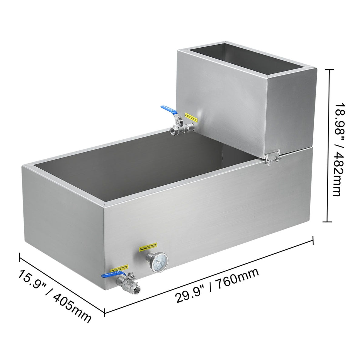 Maple Syrup Evaporator Pan, 19.6 Gallon, 285 Cups of 8.8oz Maple Syrup, Flat Evaporator Pan with Thermometer, 2 Valves and 3 Heating Methods, 304 Stainless Steel Maple Syrup Pan for Home