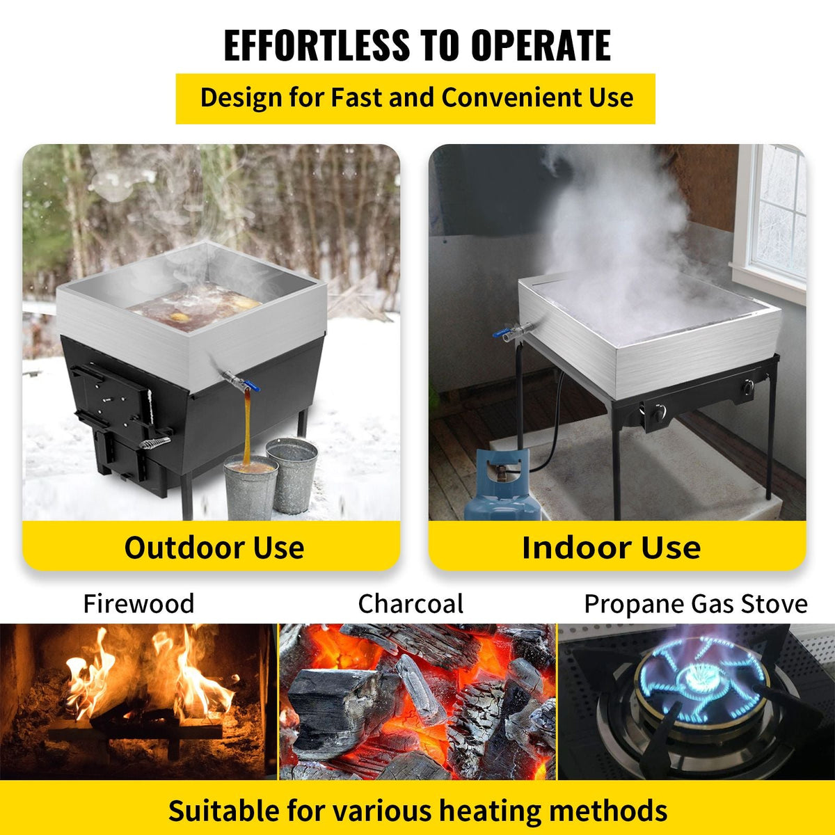 Maple Syrup Evaporator Pan 24x24x9.5 Inch Stainless Steel Maple Syrup Boiling Pan with Valve