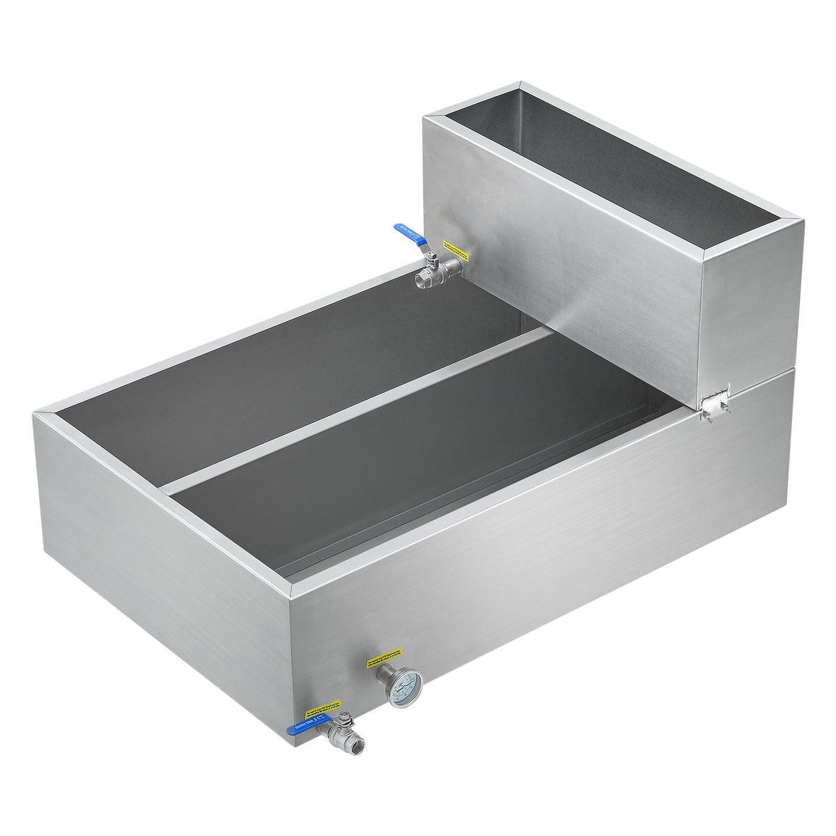 Maple Syrup Evaporator Pan, 35 Gallon, 509 Cups of 8.8oz Maple Syrup, Flat Evaporator Pan with Thermometer, 2 Valves and 3 Heating Methods, 304 Stainless Steel Maple Syrup Pan for Home, Outdoor