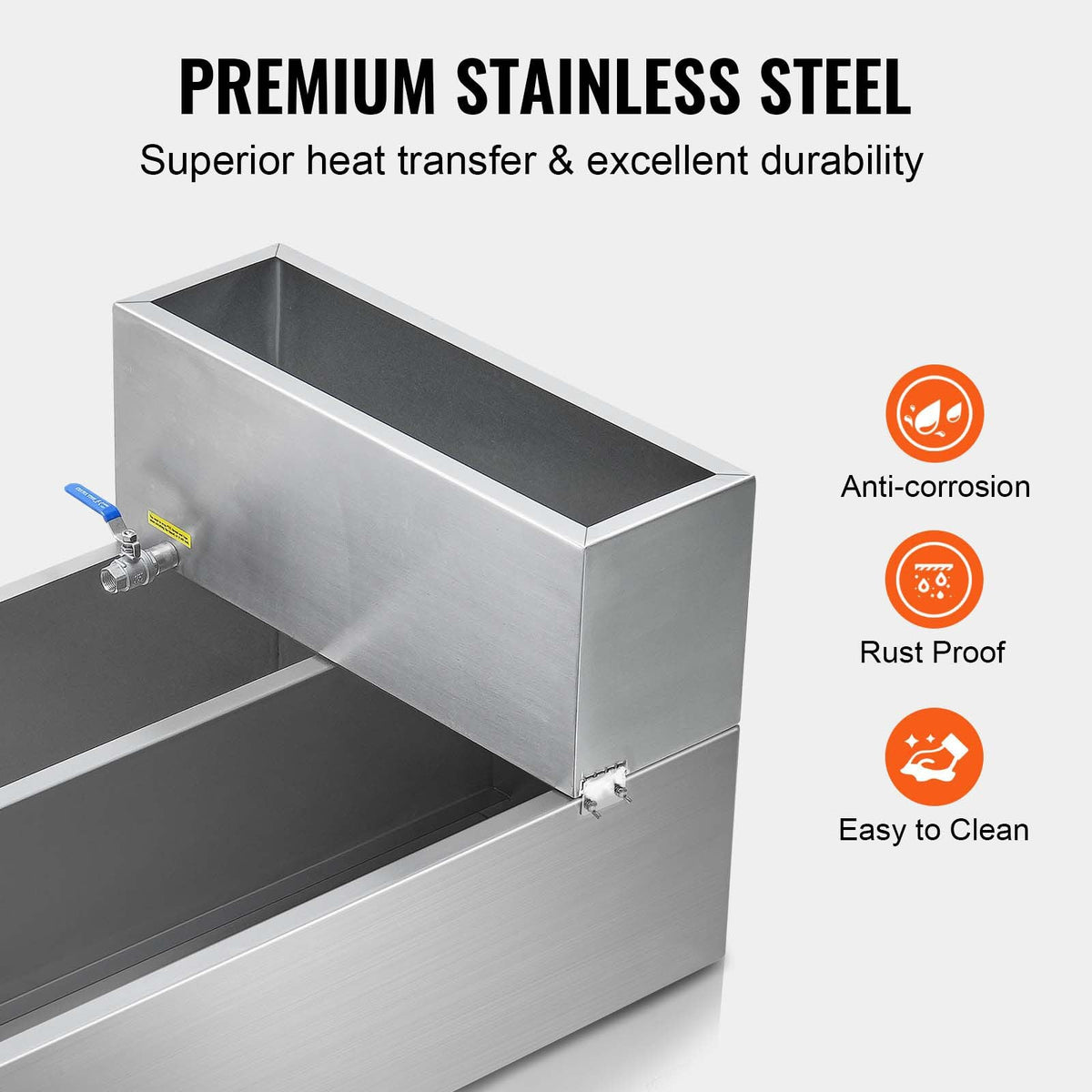 Maple Syrup Evaporator Pan, 35 Gallon, 509 Cups of 8.8oz Maple Syrup, Flat Evaporator Pan with Thermometer, 2 Valves and 3 Heating Methods, Stainless Steel Maple Syrup Pan for Home, Outdoor