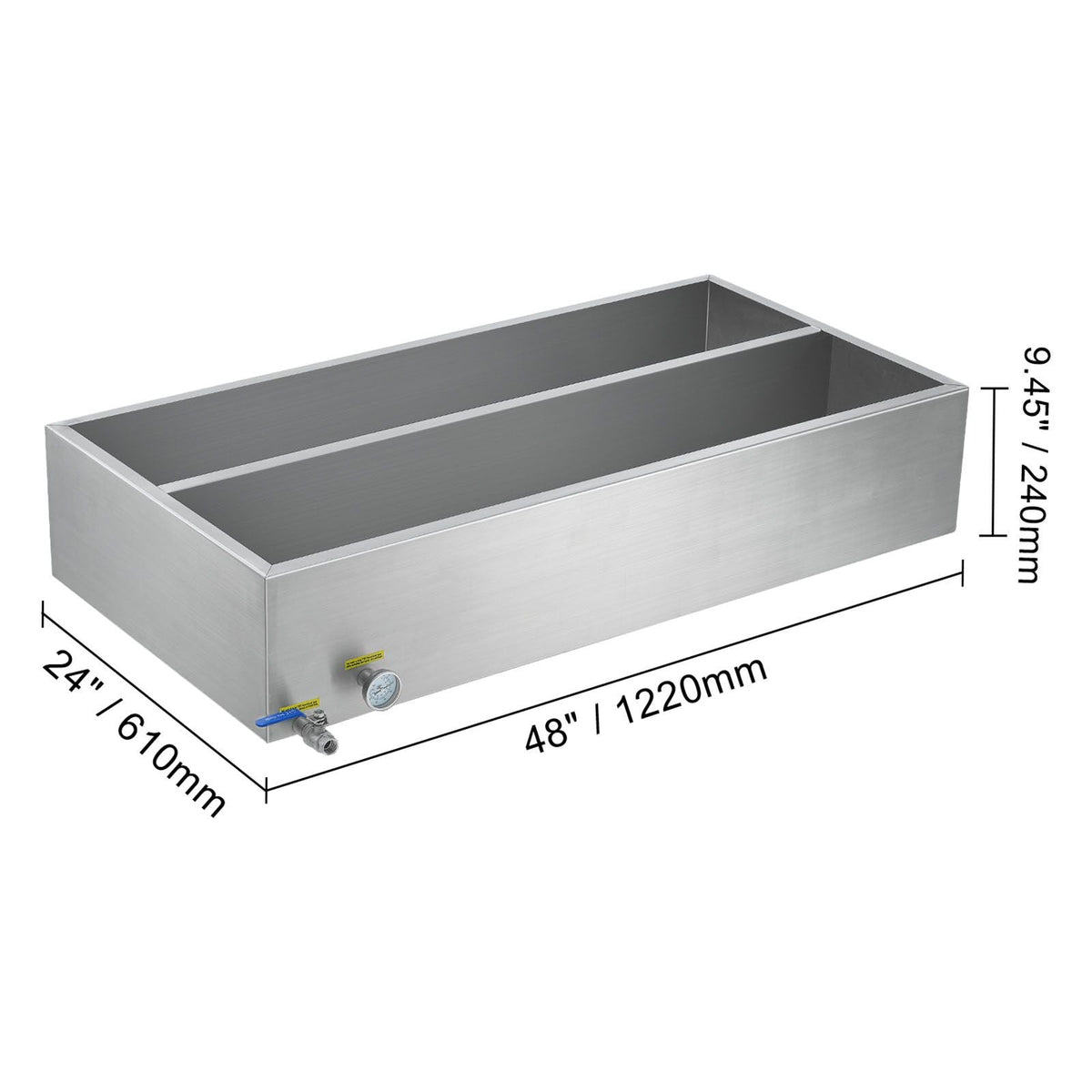 Maple Syrup Evaporator Pan, 47 Gallon, 683 Cups of 8.8oz Maple Syrup, Flat Evaporator Pan with Thermometer, 1 Valve and 3 Heating Methods, 304 Stainless Steel Maple Syrup Pan for Home, Outdoor