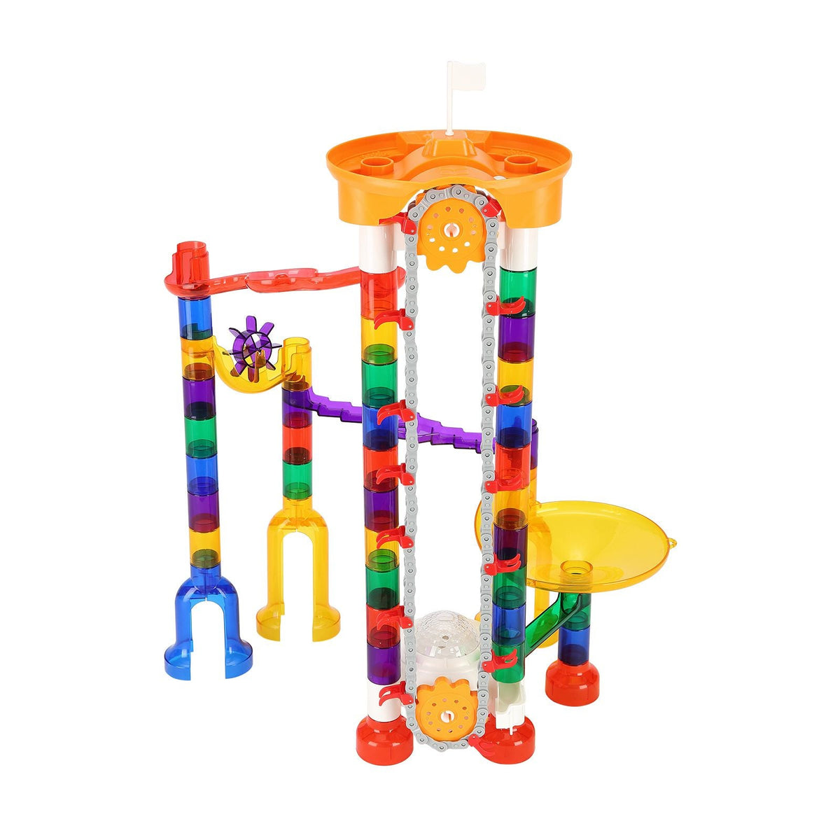 Marble Run Set, 153 PCS with Motorized Elevator, with 30 Plastic Marbles, Marble Maze Building Block Brain Game, Educational Learning Race Track STEM Toys, for Kids, Boys, Girls Ages 3 + Years