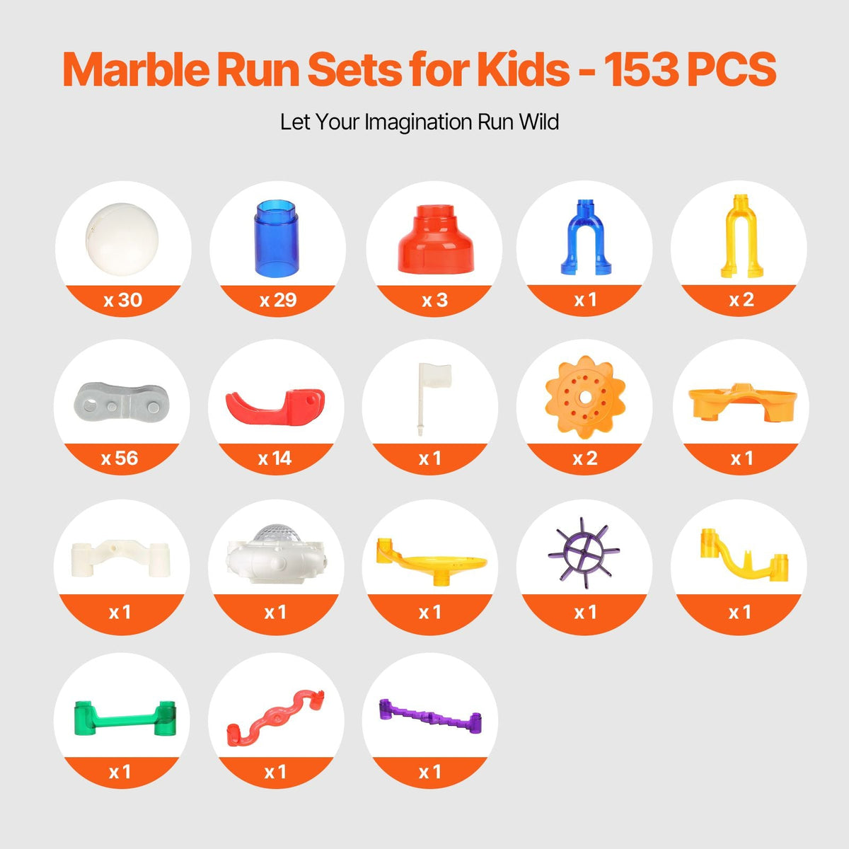 Marble Run Set, 153 PCS with Motorized Elevator, with 30 Plastic Marbles, Marble Maze Building Block Brain Game, Educational Learning Race Track STEM Toys, for Kids, Boys, Girls Ages 3 + Years