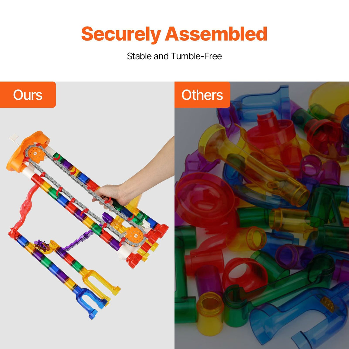 Marble Run Set, 153 PCS with Motorized Elevator, with 30 Plastic Marbles, Marble Maze Building Block Brain Game, Educational Learning Race Track STEM Toys, for Kids, Boys, Girls Ages 3 + Years