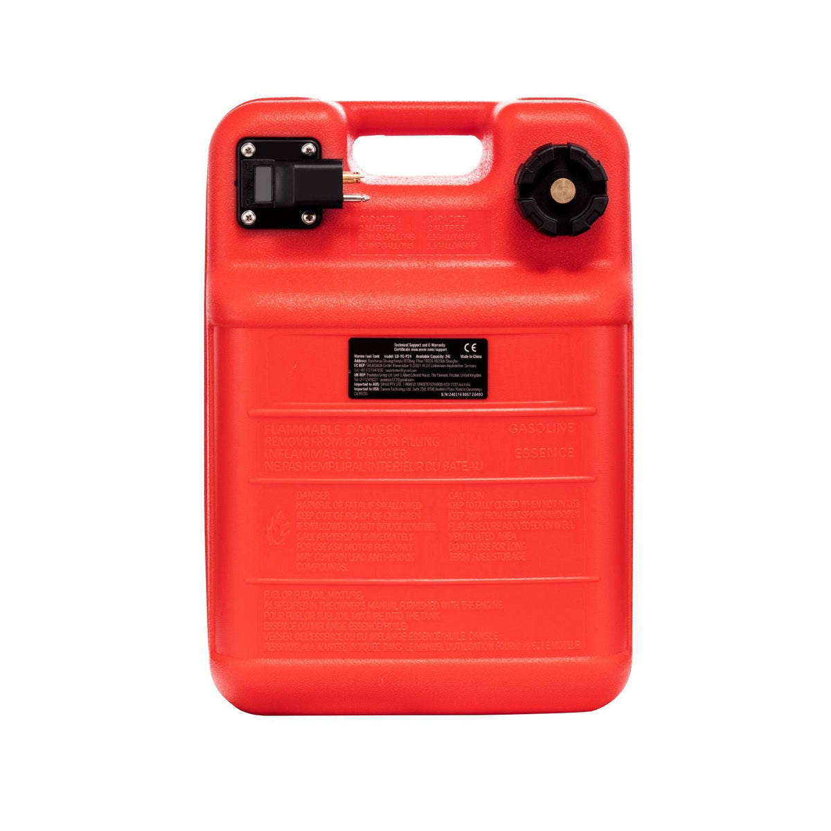 Marine Tank, 6.34-Gallon/24-L Marine Portable Tank Outboard Marine Boat Transfer Tank with 9.8ft Hose, Gauge for Outboard Engine Boats, Yacht, Fishing Boat, Deck Boat, Red