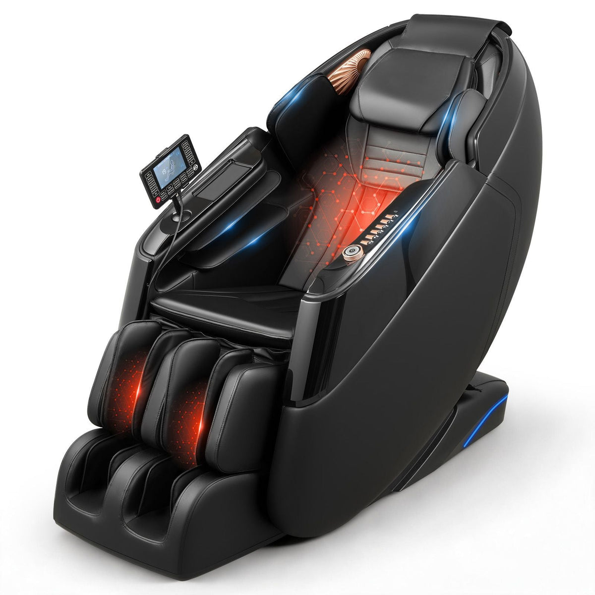 Massage Chair, 4D Zero-Gravity Full Body Massage Chair with Extendable Footrest, Automatic Modes, Airbags, Waist & Leg Heating, Bluetooth Speaker, Touchscreen Control, for Home and Office Use