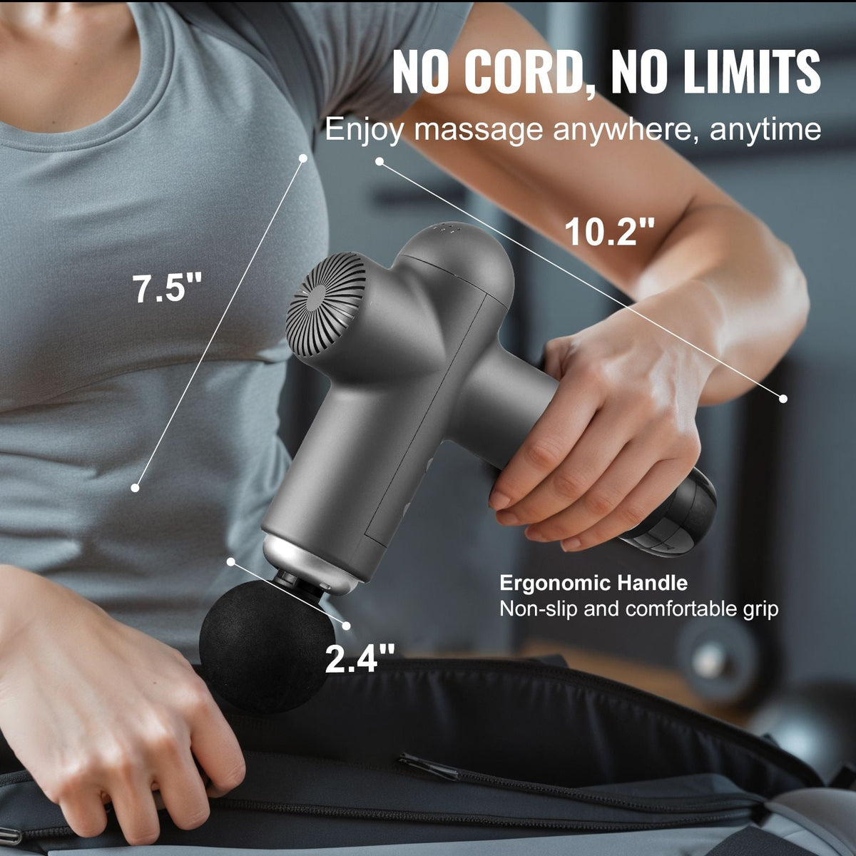 Massage Gun Deep Tissue, Muscle Percussion Massage Gun for Athletes, Handheld Massage Gun for Pain Relief, Muscle Relaxation - with 8 Speed Levels & 6 Massage Heads, 24V 2500mAh