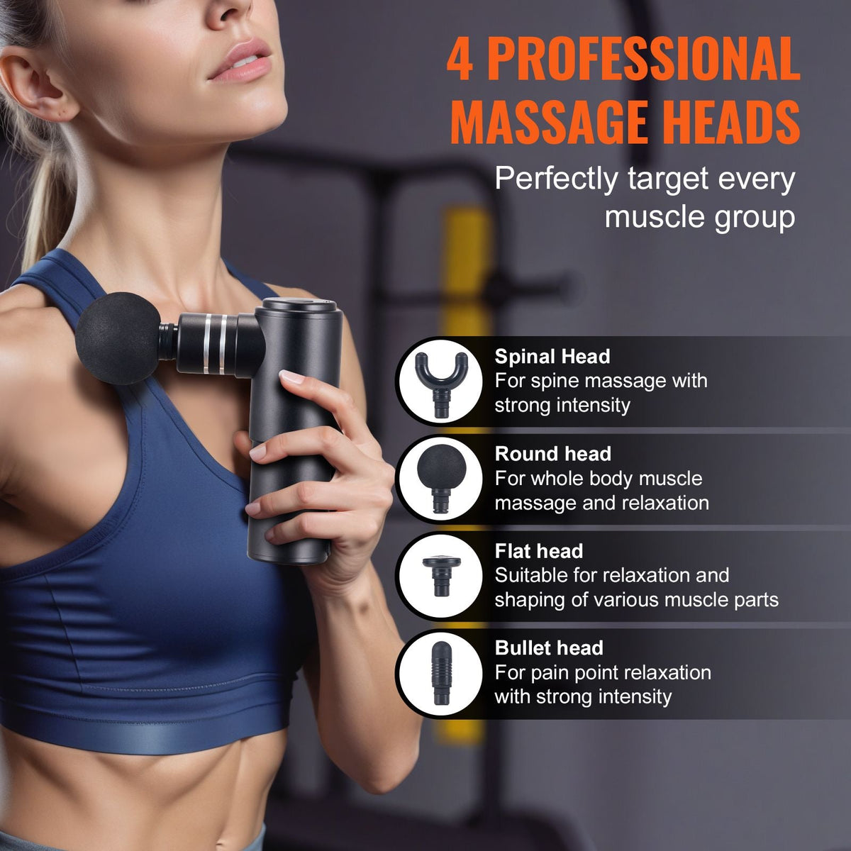 Massage Gun Deep Tissue, Percussion Mini Muscle Massage Gun for Athletes - with 4 Speed Levels & 4 Massage Heads, 12V 2500mAh Batteries, Handheld Massage Gun for Pain Relief, Muscle Relaxation