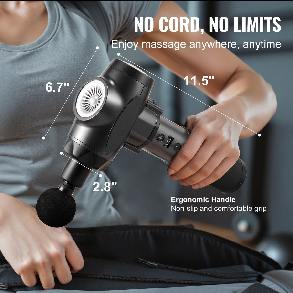 Massage Gun Deep Tissue with 9 Speed Levels & 6 Massage Heads, 24V 2500mAh Batteries, Percussion Muscle Massager for Athletes, Handheld Electric Massage Gun for Pain Relief, Muscle Relaxation