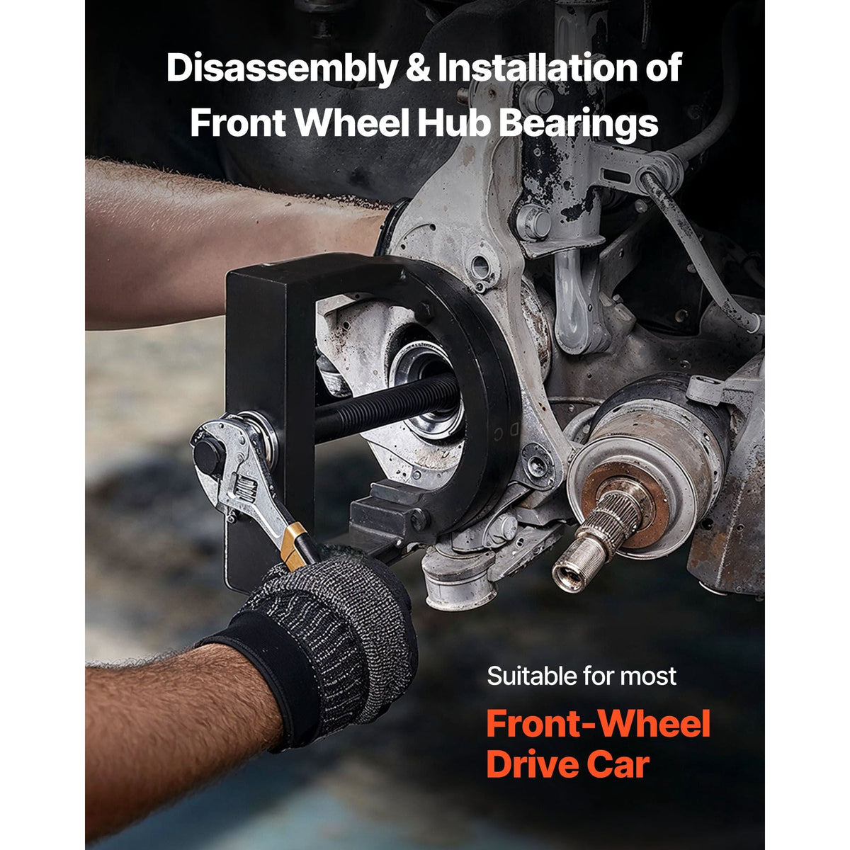 Master Wheel Hub & Bearing Remover & Installer Kit, Fits Most Front-Wheel Drive Vehicles, Front Wheel Bearing Removal Tool, Wheel Bearing Installer Kit, Easy Bearing Swaps with No Press Required