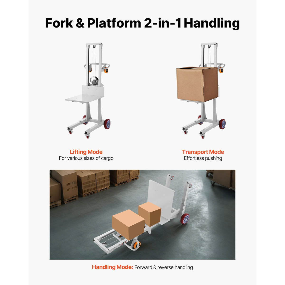 Material Lift Winch Stacker, 400 lbs Capacity Pallet Truck Dolly, 51.1 in Max Lifting Height Manual Winch Stacker, Multifunctional Manual Pallet Truck Stacker with Wheels and Adjustable Plate