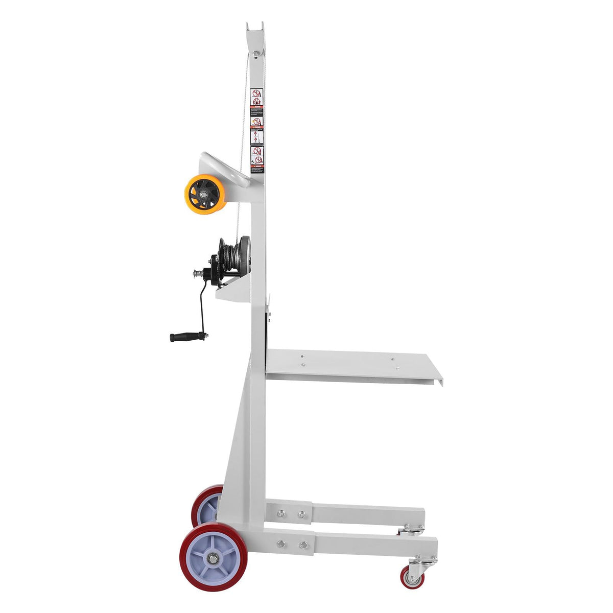 Material Lift Winch Stacker, 400 lbs Capacity Pallet Truck Dolly, 51.1 in Max Lifting Height Manual Winch Stacker, Multifunctional Manual Pallet Truck Stacker with Wheels and Adjustable Plate