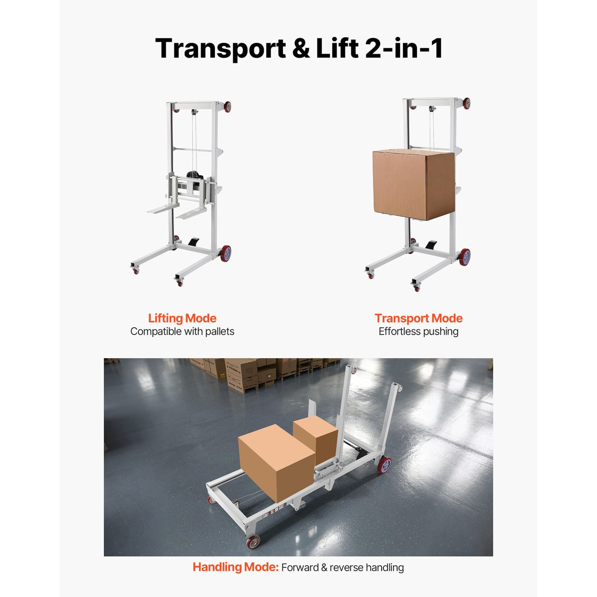 Material Lift Winch Stacker, 551 lbs Capacity Pallet Truck Dolly, 70 in Max Lifting Height Manual Winch Stacker, Multifunctional Manual Pallet Truck Stacker with Wheels and Adjustable Fork