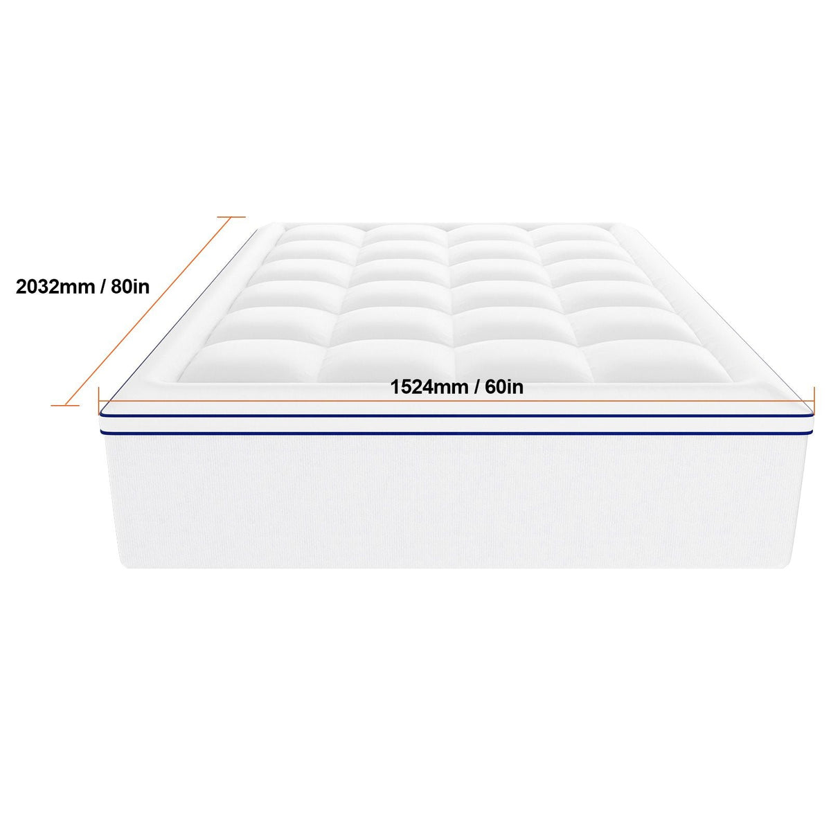 Mattress Topper, Queen Size, 1" Thickness, Fiber Fill Pad with Detachable and Washable Layer, Comfortable Supportive, Cooling, Breathable, with Detachable Bedside Pocket for Holding Small Items