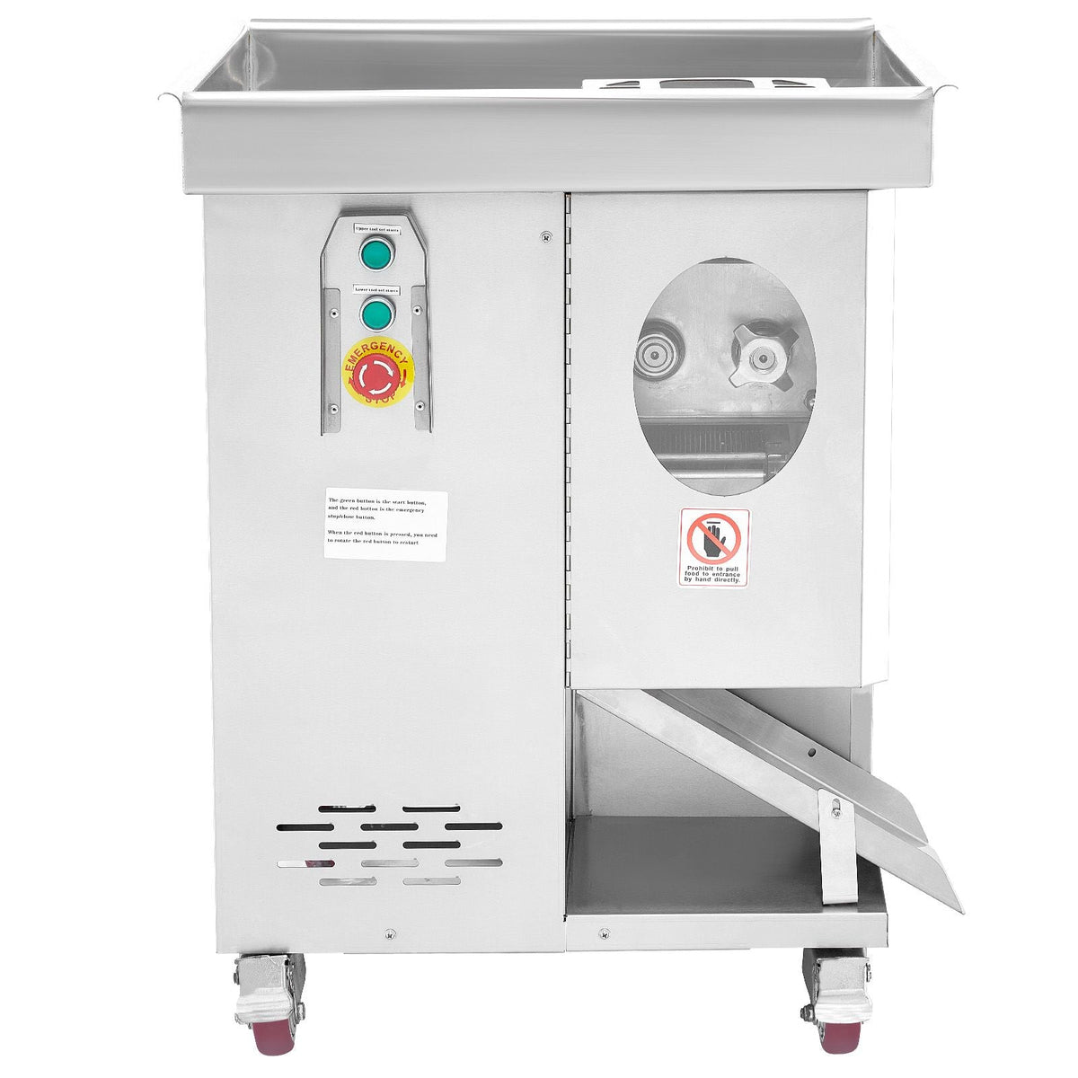 Meat Cutter Machine, 1100W Meat Slicer, 1102 lb/h Commercial Meat Cutting Machine, Stainless Steel, 5 mm Thickness, Detachable Blades, Electric Food Slicer for Kitchen Restaurant Supermarket