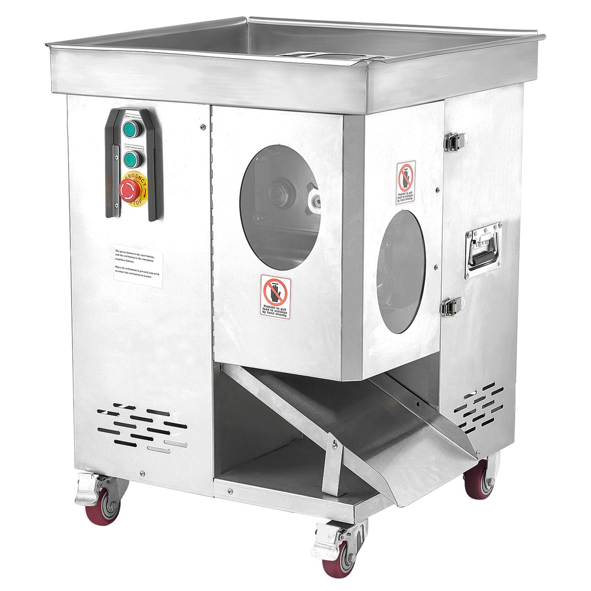 Meat Cutter Machine, 1100W Meat Slicer, 1102 lb/h Commercial Meat Cutting Machine, Stainless Steel, 5 mm Thickness, Detachable Blades, Electric Food Slicer for Kitchen Restaurant Supermarket