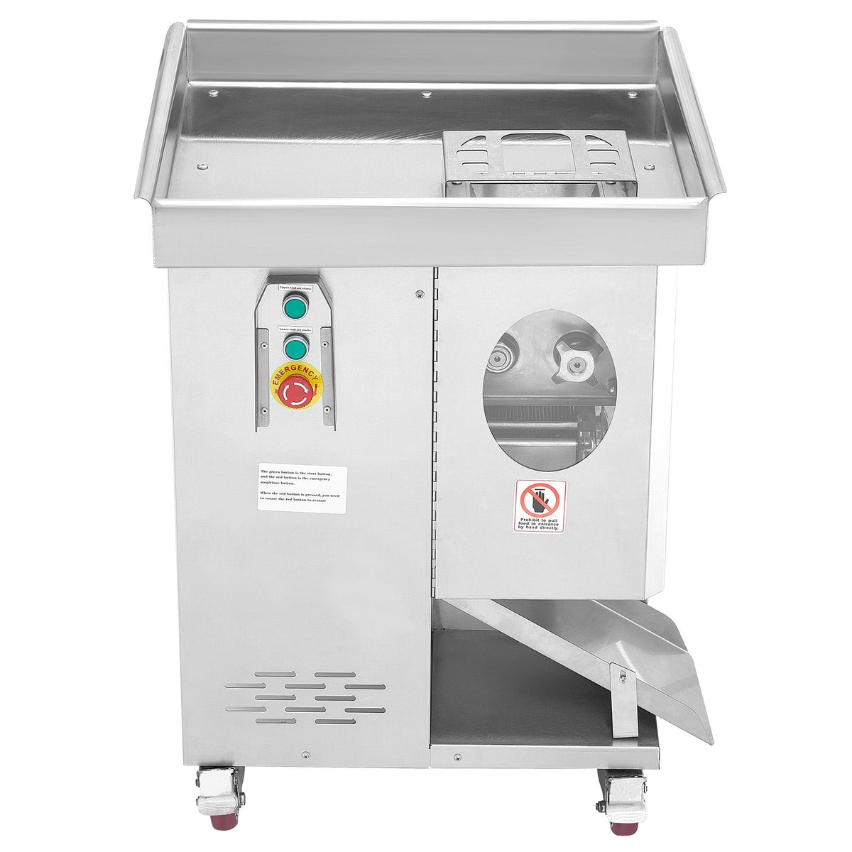 Meat Cutter Machine, 1100W Meat Slicer, 1102 lb/h Commercial Meat Cutting Machine, Stainless Steel, 5 mm Thickness, Detachable Blades, Electric Food Slicer for Kitchen Restaurant Supermarket