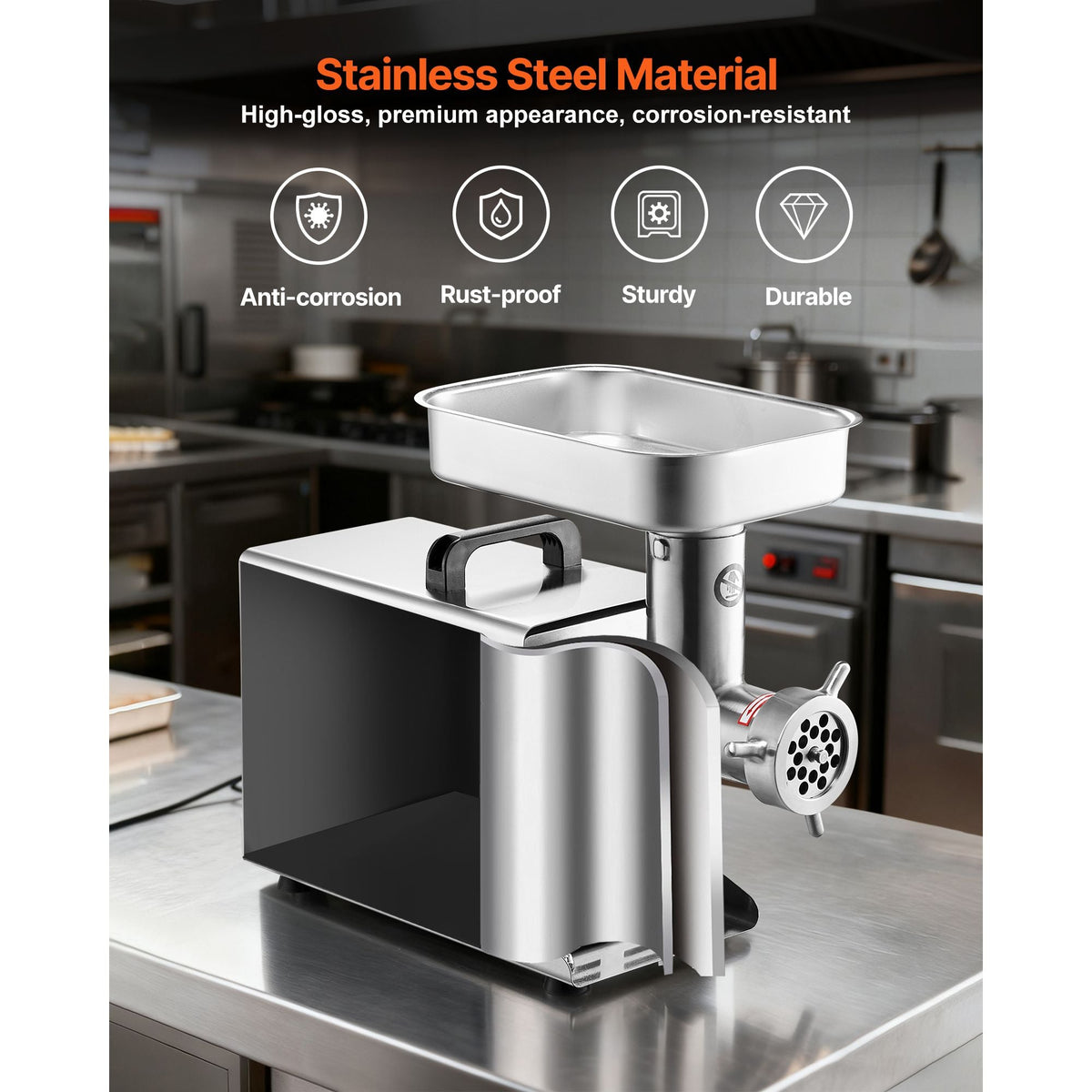 Meat Grinder, 11 Lbs/Min Capacity Electric Meat Grinders with Blade, Grinding Plate, Sausage Maker, Stainless Steel Commercial Meat Mincer for Kitchen Restaurant Butcher Store