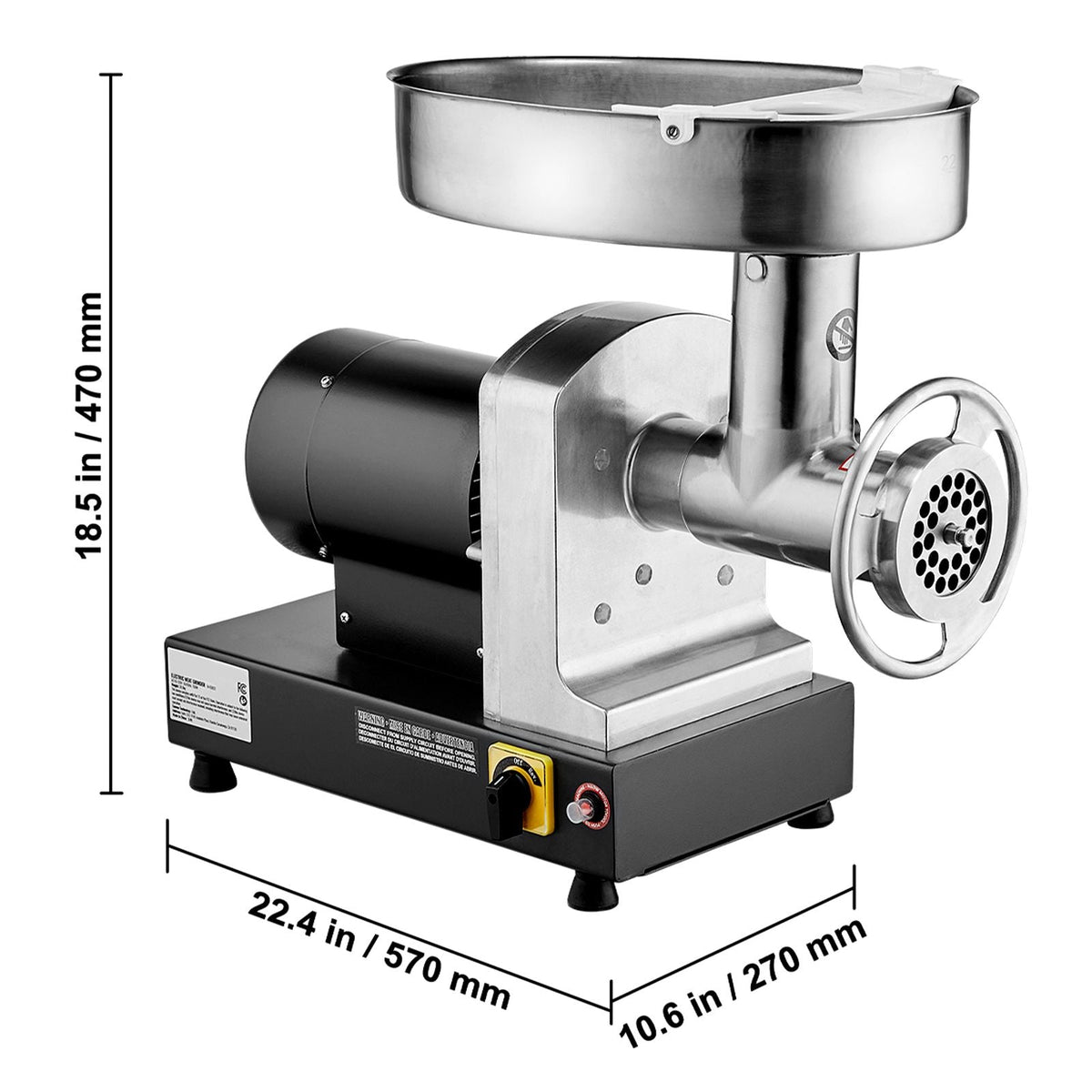 Meat Grinder, 14 Lbs/Min Capacity Electric Meat Grinders with Blade, Grinding Plate, Sausage Maker, Stainless Steel Commercial Meat Mincer for Kitchen Restaurant Butcher Store