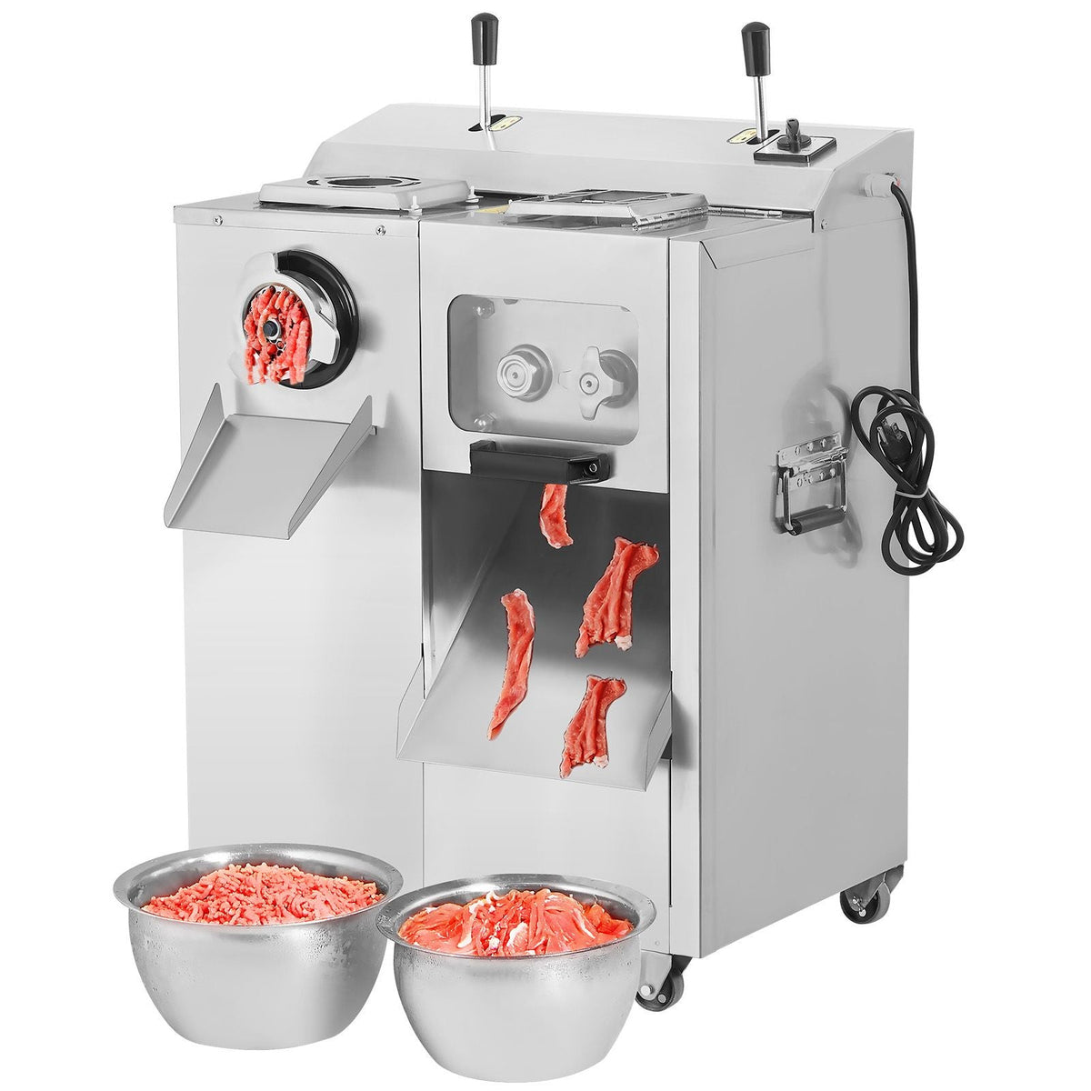 Meat Grinder, 14 Lbs/Min Electric Meat Grinder, Slicer, Sausage Stuffer with Blade, Grinding Plate, Sausage Maker, Stainless Steel Meat Mincer Cabinet for Slice Shred Dice, Restaurant Butcher