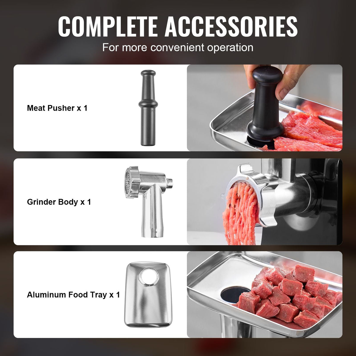 Meat Grinder, 3 Lbs/Min Capacity Electric Meat Grinders with Blade, Grinding Plate, Sausage Maker, Kubbe Kit, Stainless Steel Meat Mincer for Home Kitchen