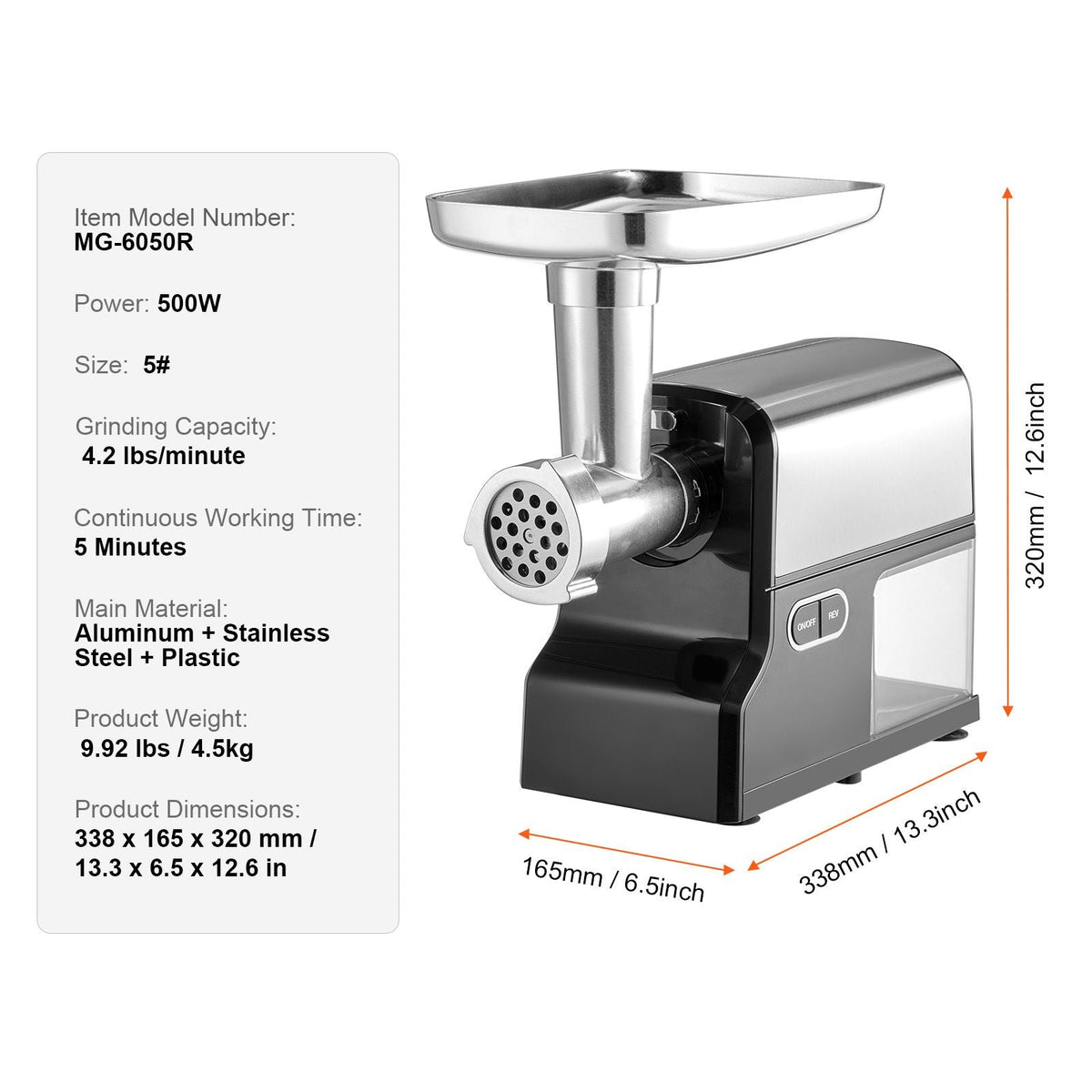 Meat Grinder, 4.2 Lbs/Min Capacity Electric Meat Grinders with Blade, Grinding Plate, Sausage Maker, Kubbe Kit, Burger Press, Chopper Attachment, Stainless Steel Meat Mincer for Home Kitchen
