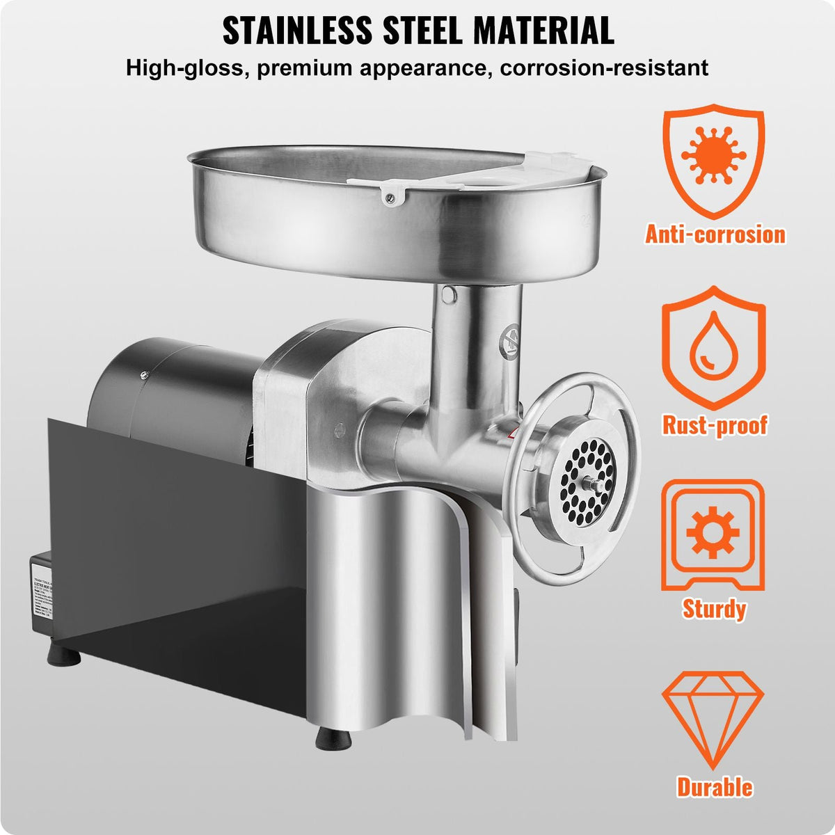 Meat Grinder, 6 Lbs/Min Capacity Electric Meat Grinders with Blade, Grinding Plate, Sausage Maker, Stainless Steel Commercial Meat Mincer for Kitchen Restaurant Butcher Store