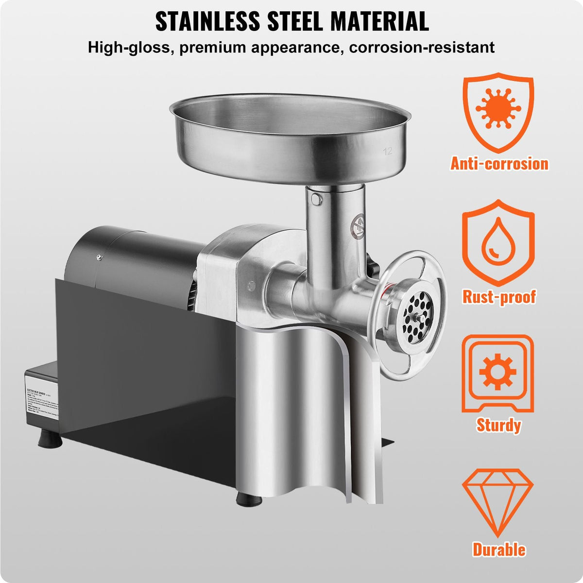 Meat Grinder, 9 Lbs/Min Capacity Electric Meat Grinders with Blade, Grinding Plate, Sausage Maker, Stainless Steel Commercial Meat Mincer for Kitchen Restaurant Butcher Store
