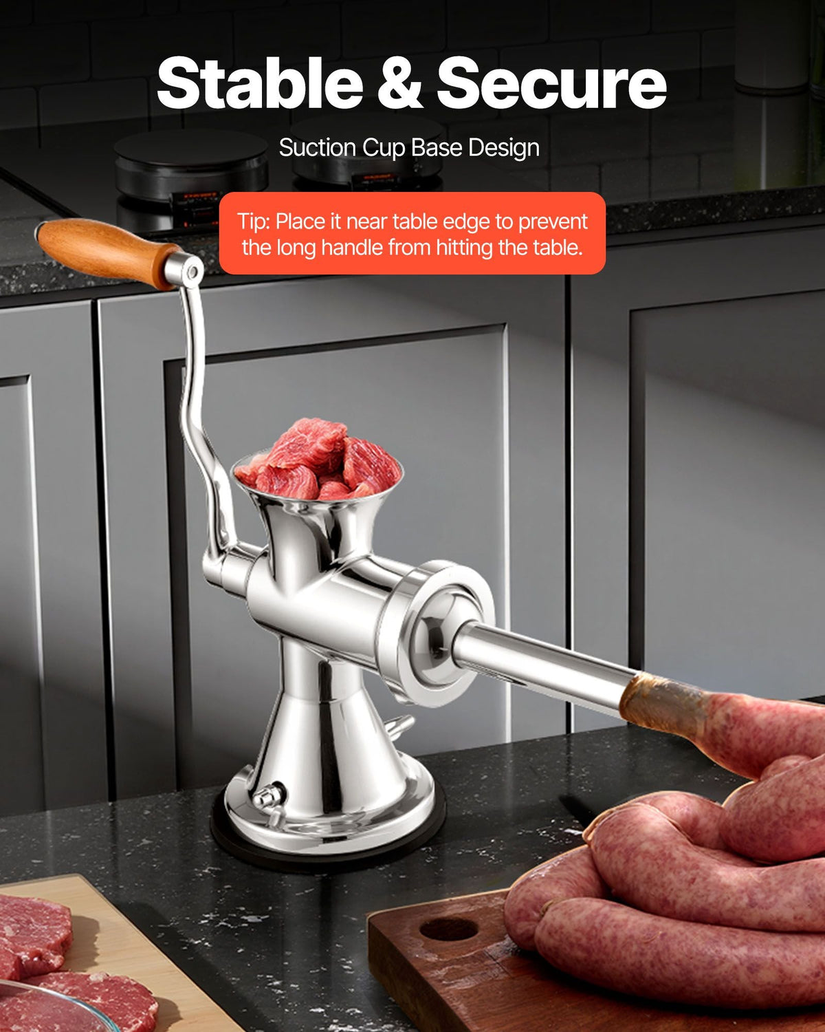 Meat Grinder Manual 304 Stainless Steel Hand Operated Meat Grinder Multifunctional Crank Sausage Maker Coffee Powder Grinder for Household for Beef Chicken Pepper Mushroom Coffee