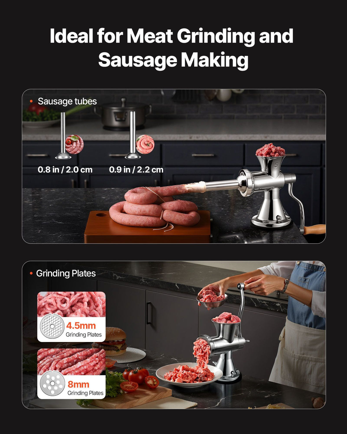 Meat Grinder Manual 304 Stainless Steel Hand Operated Meat Grinder Multifunctional Crank Sausage Maker Coffee Powder Grinder for Household for Beef Chicken Pepper Mushroom Coffee