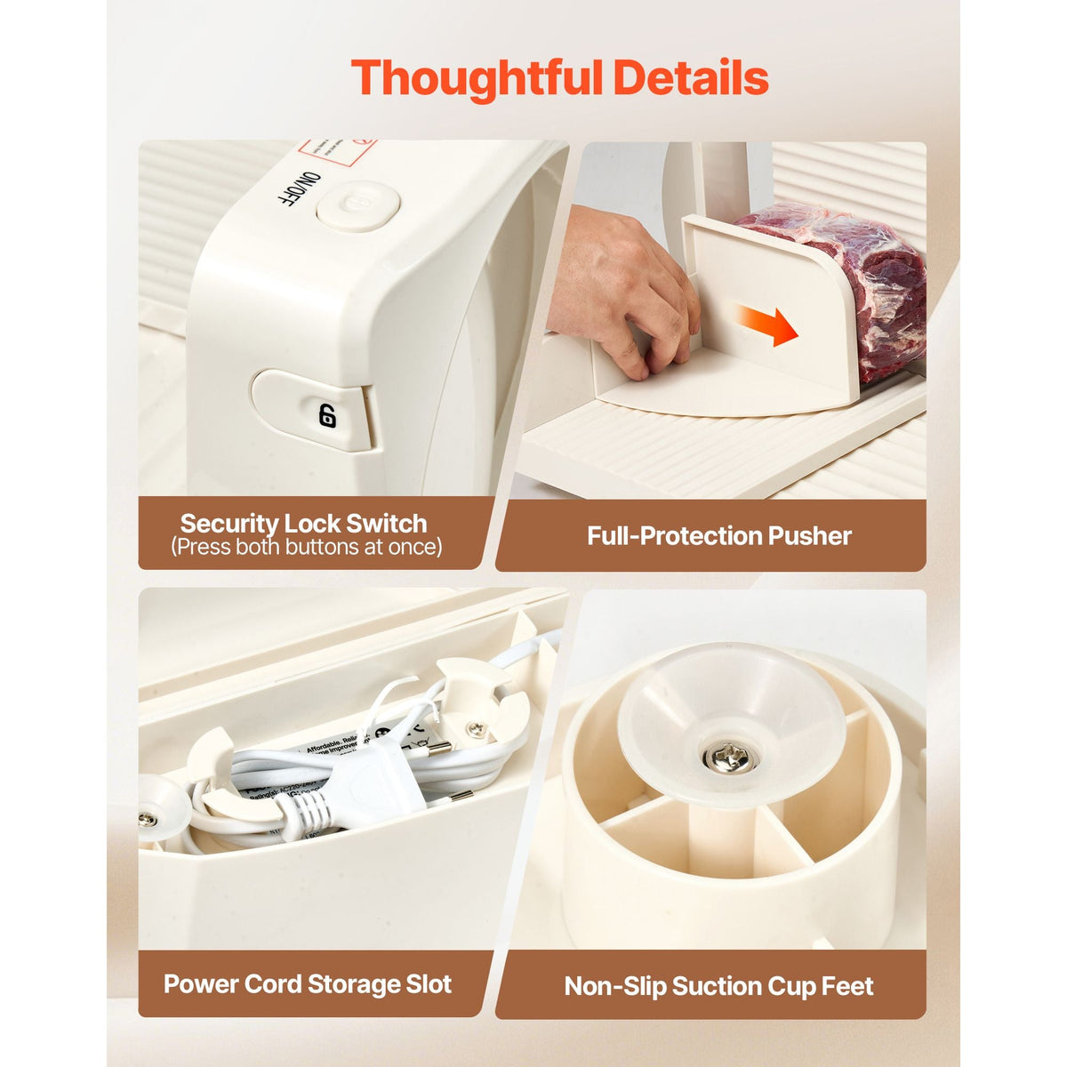 Meat Slicer, 6.7" Foldable Electric Cutter with Dual Security Lock, 0-0.59" Adjustable Thickness, Easy to Clean, 180W Home Food-Slicer for Frozen Meat, Ham, Baguett, Steak