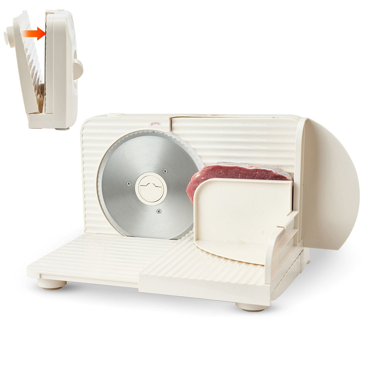 Meat Slicer, 6.7" Foldable Electric Cutter with Dual Security Lock, 0-0.59" Adjustable Thickness, Easy to Clean, 180W Home Food-Slicer for Frozen Meat, Ham, Baguett, Steak