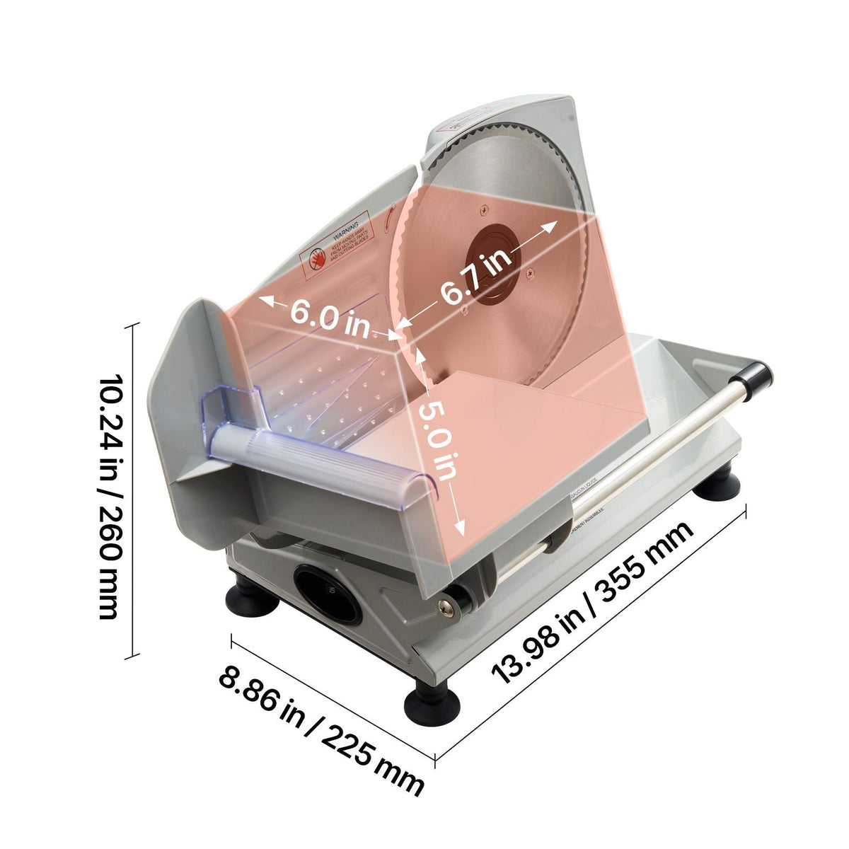 Meat Slicer, 6.7 inch 150W Electric Deli Slicer Machine with two SUS420 Blades, 0-0.6 inch Adjustable Thickness, ETL Certified Home Food-Slicer for Meat, Ham, Baguett, Steak