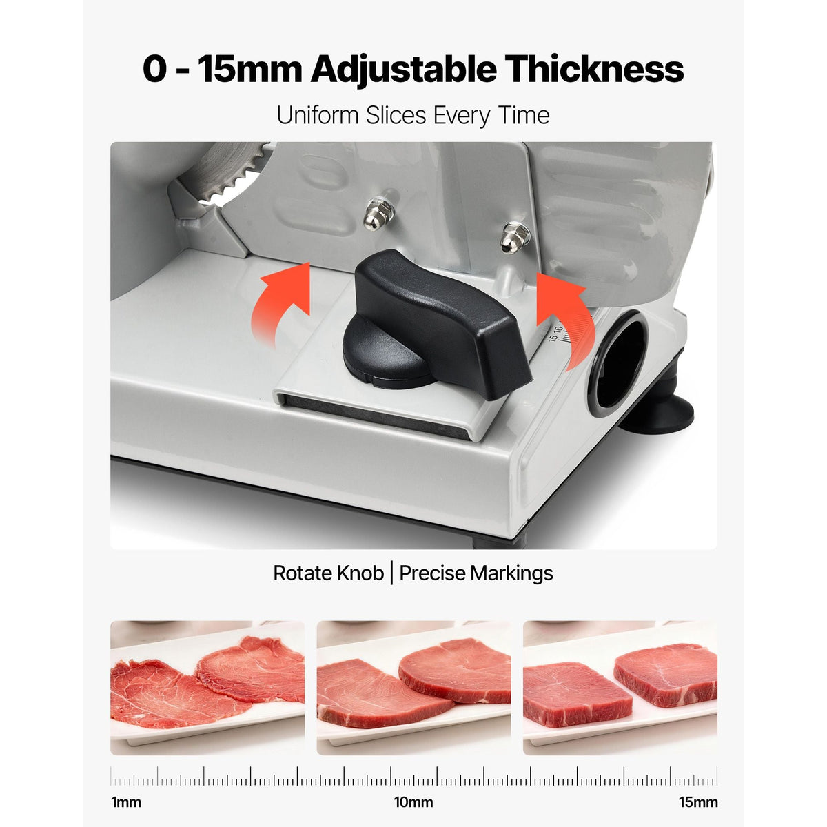 Meat Slicer, 6.7 inch 150W Electric Deli Slicer Machine with two SUS420 Blades, 0-0.6 inch Adjustable Thickness, ETL Certified Home Food-Slicer for Meat, Ham, Baguett, Steak