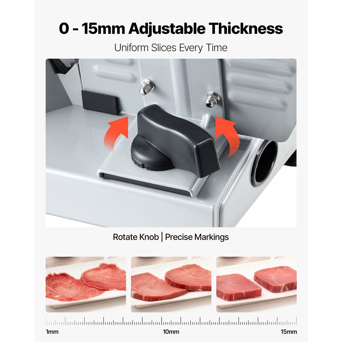 Meat Slicer, 7.5" Electric Deli Slicer with SUS420 Blade & 0-0.6" Adjustable Thickness, 200W Home Food-Slicer for Frozen Meat, Ham, Baguett, Steak, UL Approved