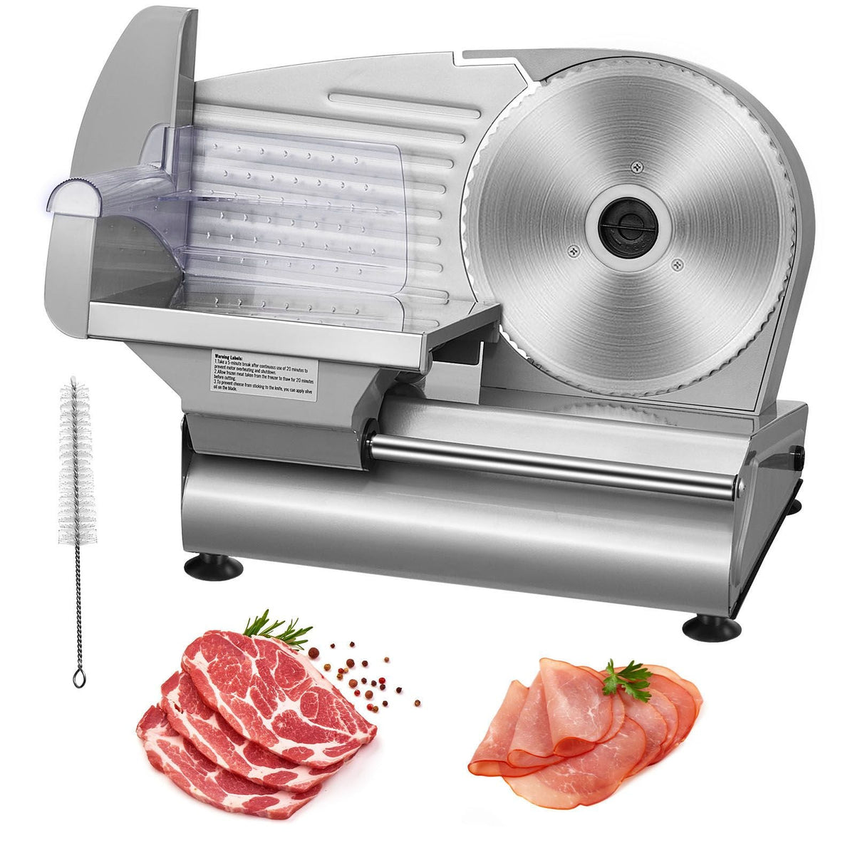 Meat Slicer, 7.5 inch Electric Deli Food Slicer, 180W Meat Cutter with a Premium SUS420 Blade, 0-0.6 inch Adjustable Thickness, Food Slicer Machine for Meat, Hard Bread and Cheese, Home Use