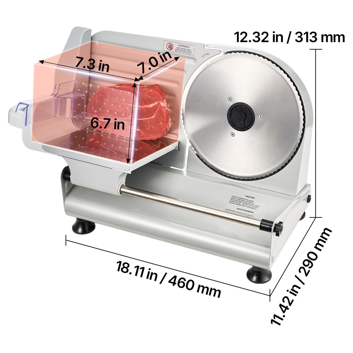 Meat Slicer, 8.6 inch 200W Electric Deli Slicer Machine with two SUS420 Blade, 0-0.6 inch Adjustable Thickness, ETL Certified Home Food-Slicer for Meat, Ham, Baguett, Steak
