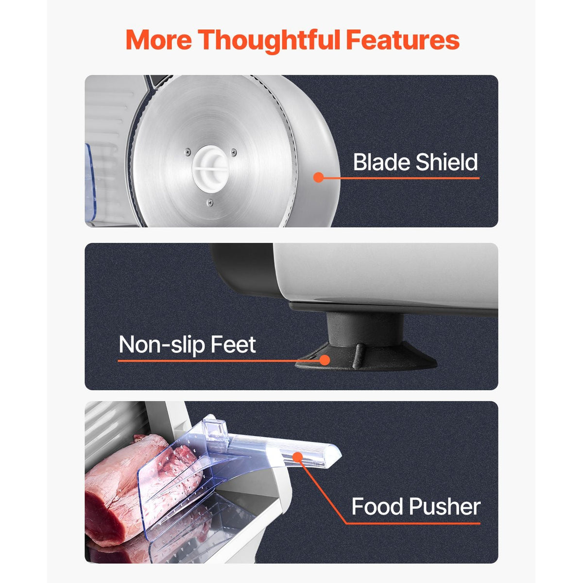 Meat Slicer, 8.7 inch Electric Deli Food Slicer, 180W Meat Cutter with Two Premium SUS420 Blades, 0-0.6 inch Adjustable Thickness, Food Slicer Machine for Meat, Hard Bread and Cheese, Home Use